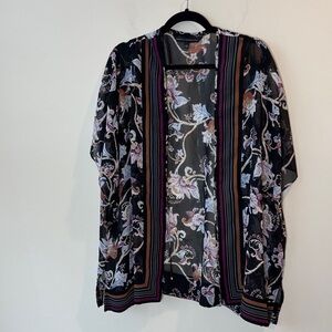White House Black Market see through short sleeve floral cardigan shawl